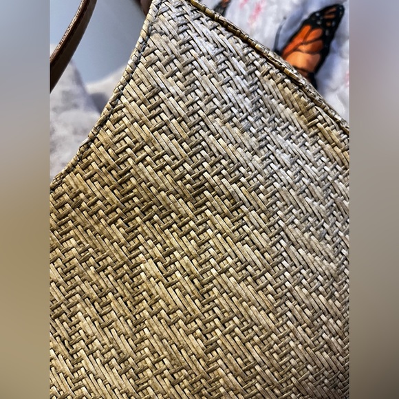 Fossil shoulder bag. 75082. Straw and leather outside, cloth inside. - Picture 3 of 15